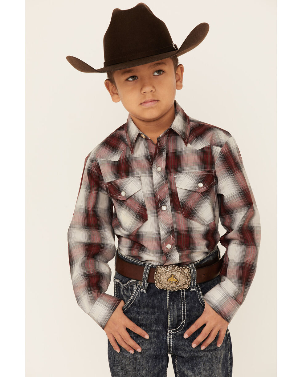Roper Boys' Amarillo Plaid Snap Long Sleeve Western Shirt 03-030-0278-6068 BU